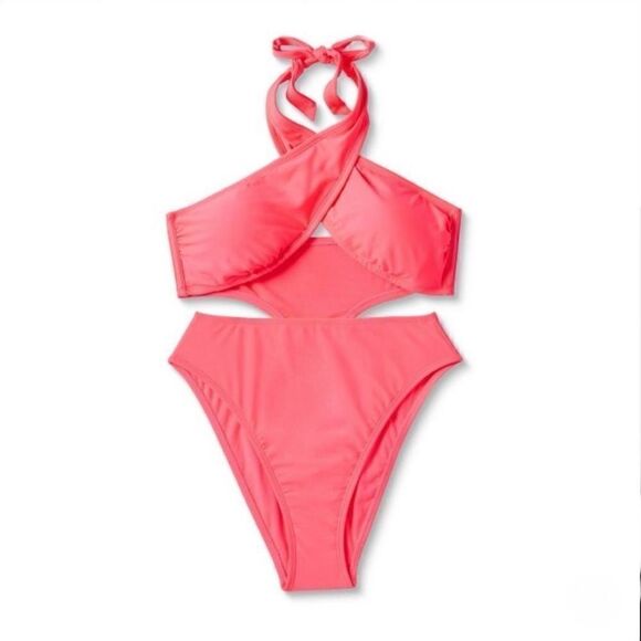 Wild fable Women's Cross Front Halter swimsuit | size M | NWT - Picture 1 of 11